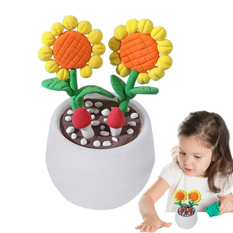 Clay Set For Kids Kids Clay Fake Potted Plants Cute Harmless Safe Clay Crafts - £13.14 GBP+