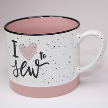 I Love To Sew Coffee Mug Tea Cup Pink White &amp; Black In Color Medium Size... - £8.01 GBP