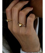 Puffed Heart Fidget 18k Gold Sterling Silver Ring Waterproof Jewellery - $35.00