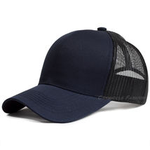 HOT Jos Navy Plain Trucker Hat - Mesh Back Snapback Baseball Cap Solid V... - £14.99 GBP