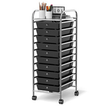 10 Drawer Rolling Storage Cart Scrapbook Paper Office School Organizer Black - £80.58 GBP