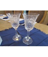 PAIR OF DRESDEN CRYSTAL RED WINE GLASSES DIAMOND SIGNED 8.5&quot; #2050 KALIC... - $7.87