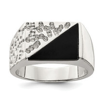 Silver  Men&#39;s Onyx Ring QR1275 - £82.53 GBP