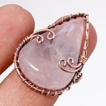 Rose Quartz Gemstone Handmade Fashion Copper Wire Wrap Ring Jewelry 7.75&quot; SA 114 - £5.16 GBP