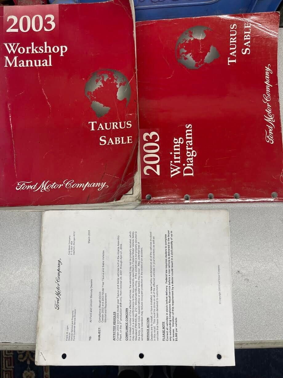 2003 Ford Taureau Mercury Sable Service Atelier Réparation Manuel Set L ... - $44.98