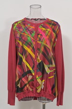 Escada Twin Set Crew Neck Cardigan In Abstract Printed Wool Women Red Xl - £122.94 GBP