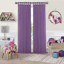 Greta Crushed Sheer Tie Tab Top Teen Kids Single Window Panel Curtain Drape, - £26.31 GBP