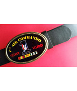 Vietnam Veteran 1st AIR COMMANDO Epoxy Belt Buckle &amp; Black Bonded Leathe... - £18.46 GBP