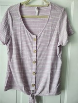 NY Collection womens blouse in pink/white stripes in size XL short sleev... - $5.00