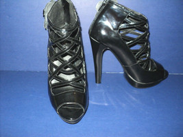 NEW Liliana Eliza Shoes Size 9 Black Patent Leather 5&quot; Heels Straps with Box - £22.75 GBP