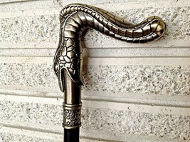 Cane E Serpent Viper VTG. Cobra Snake Head Brass Finished Handle Walking Stick - £37.50 GBP
