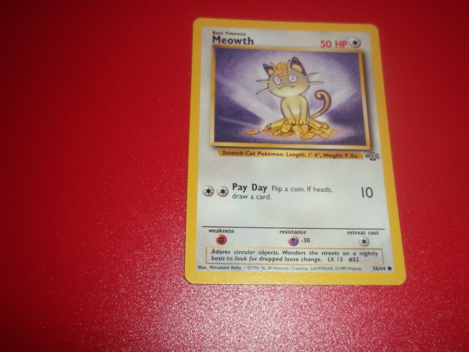 Primary image for ☆Pokemon Trading Game Card☆Meowth (56/64) Basic Pokemon 50 HP 1998☆