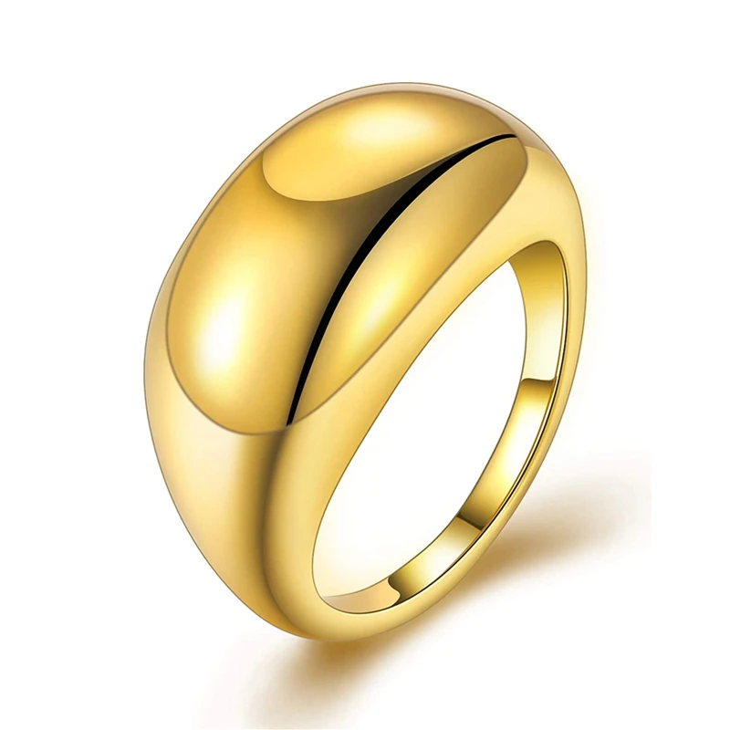 Sporting I &amp; FDLK   Real Gold Plated Solid Silver Color Thick Chunky Dome Rings  - £23.52 GBP