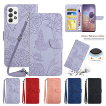 Leather Wallet Flip back Strap Case Fr Samsung S24 Ultra S23 A13 A53 ultra+ - £41.28 GBP