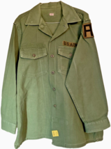 VTG Vietnam Era Utility Shirt OG-107 Type 1 Sateen Fatigue 1970s US 1st Army - $55.16
