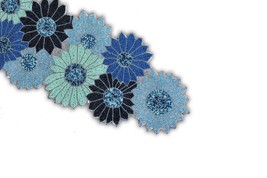 Handbestickter Tischläufer, blauer Blumen-Tischläufer, Designer-Geschirr... - £53.15 GBP
