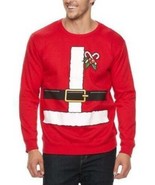 Mens Sweatshirt Ugly Christmas Big &amp; Tall Red Santa Suit Long Sleeve Cre... - £21.83 GBP