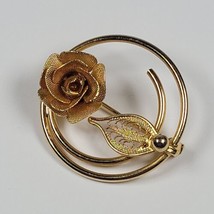Vintage Sarah Coventry Promise Brooch Gold Tone Rose Filigree Pin 1967 Costume - £5.09 GBP