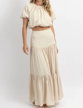 Fore european summer puff sleeve maxi set in Beige - size L - £57.75 GBP