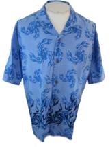 Pineapple Connection vtg Men Hawaiian shirt p2p 25.5&quot; L camp luau abstract blue - £14.72 GBP