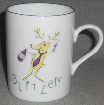 Pottery Barn REINDEER PATTERN Blitzen Handled Mug CHRISTMAS - HOLIDAY - $11.87