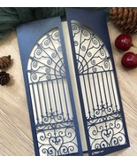 50pcs Navy Blue Gate Laser Cut Wedding Invitation,Lace Invite,Invitation... - $53.80