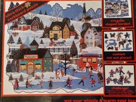 Ceaco 1991 530pc Corkboard Jigsaw Puzzle Silhouette Winter Scene Custom Shapes - $27.72