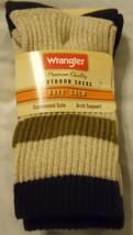 Wrangler Boys Socks Shoe Sz L 3-9 Crew Outdoors Khaki 2-Pairs New - £7.02 GBP