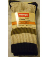 Wrangler Boys Socks Shoe Sz L 3-9 Crew Outdoors Khaki 2-Pairs New - £6.75 GBP