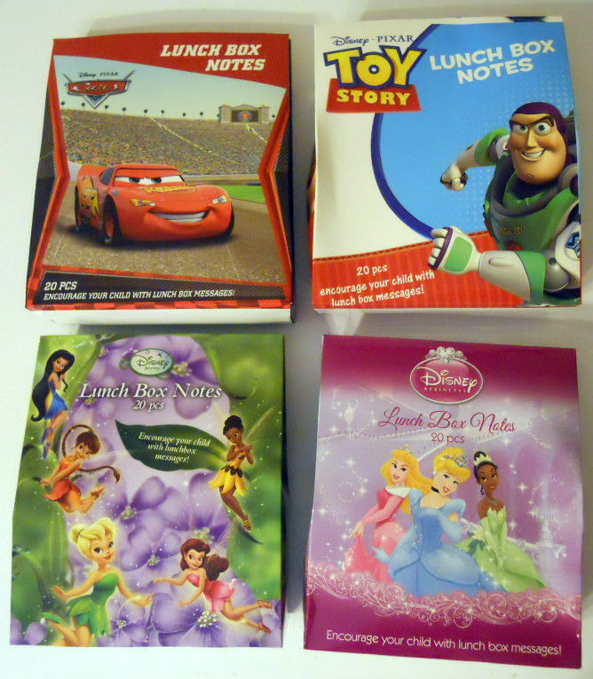 Lunch Box Notes Disney Cars, Disney Princess, Disney Toy Story, Disney Fairies - £6.37 GBP