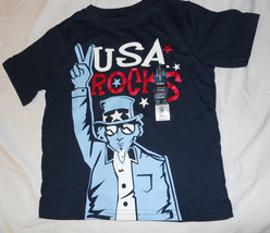 Boys Shirt Blue Size 12M 18M 24M 2T 3T 4T 5T USA Rocks Graphic Tee Shirt - $8.99