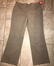 NWT Isaac Mizrahi For Target Women&#39;s Olive Green Tan Pants Size 14 Cotton - £19.78 GBP