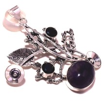 African Amethyst Black Spinel Gemstone Handmade Pendant Jewelry 2.80" SA 4882 - £7.16 GBP