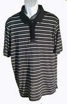 OAKLEY Mens Short Sleeve Button Down Polo Shirt Black White Striped Shirt Medium - £10.82 GBP