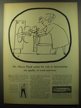 1960 Sanforized Plus Fabric Advertisement - Mr. Mason Plank assists his wife - £11.56 GBP