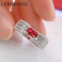 Vintage Garnet S925 Silver Ring for Women&#39;s High Jewelry Wedding Party Birthday  - £41.87 GBP