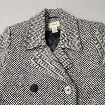 LL Bean Jacket Women Regular Sz 12 Herringbone Tweed Wool Blend Double B... - $46.71