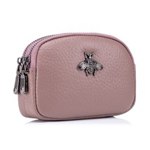 Women Cowhide Double Zipper Portable Wallets Bag Bee Card Hoder Lipstick Case Le - £53.39 GBP