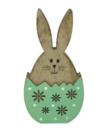 Easter Egg Wood Rabbit Bunny Cut Out Polka Dots Decor Display Sage Green... - $13.56 CAD