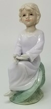 Girl Praying on Chair Figurine Vintage 1950s Signed Hand Painted Ceramic - £14.95 GBP