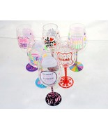 Novelty Wine Glass ~ FUN Quotes Hand Painted On Glass w/Rhinestones NEW - £8.73 GBP