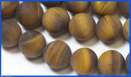 8mm Tiger Eye Frosted Matte Round Beads (10) TEN BEADS Unique Bead Finish - £2.14 GBP