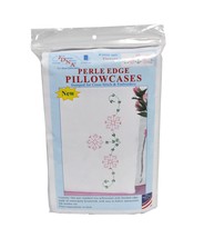 Jack Dempsey Needle Art Flowers Perle Edge Pillowcases - £15.65 GBP