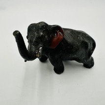 Elephant Figurine Trunk Up Realistic Japan Metal Red Ears Vintage Metal - £38.68 GBP