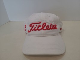 Titleist Pro V1 FJ FootJoy White Red Adjustable Strapback Golf Hat Cap p... - £12.86 GBP