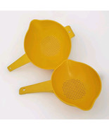 Set of 2 Vintage Tupperware Yellow Strainers 1 &amp; 2 Quart 1523-3 &amp; 1200-1 - €18,19 EUR