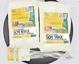 Country Lane Candle Making Bundle! 2-1lb Bags Soy Wax, 9&quot; Natural Candle... - £14.28 GBP