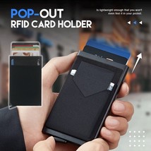 Slim Aluminum Wallet With Elasticity Back Pouch Credit Card Holder RFID Wallet - £8.12 GBP