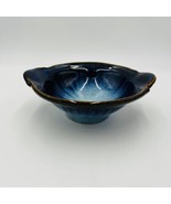 Vintage Bill Campbell Studio Art Pottery Handled Bowl Drip Glazed Signed - £99.05 GBP