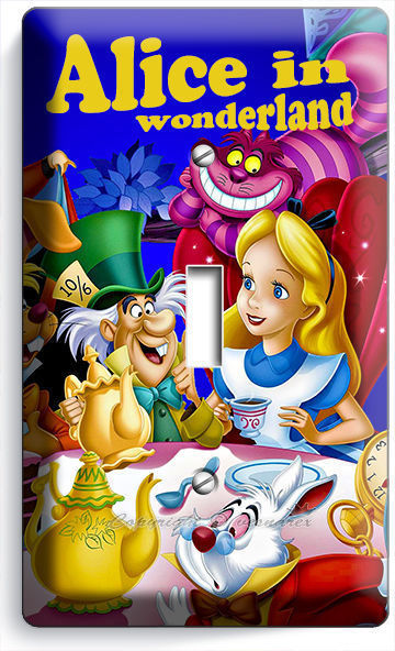 ALICE IN WONDERLAND SINGLE LIGHT SWITCH WALL PLATE KIDS BEDROOM PLAY GAME ROOM